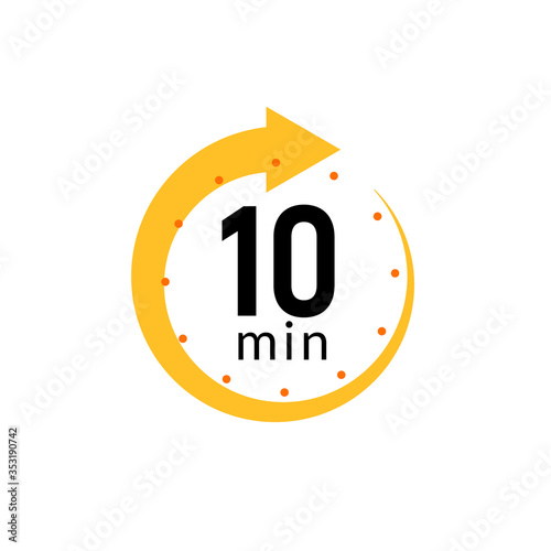 10 minutes clock quick number icon. 10min time circle icon photo