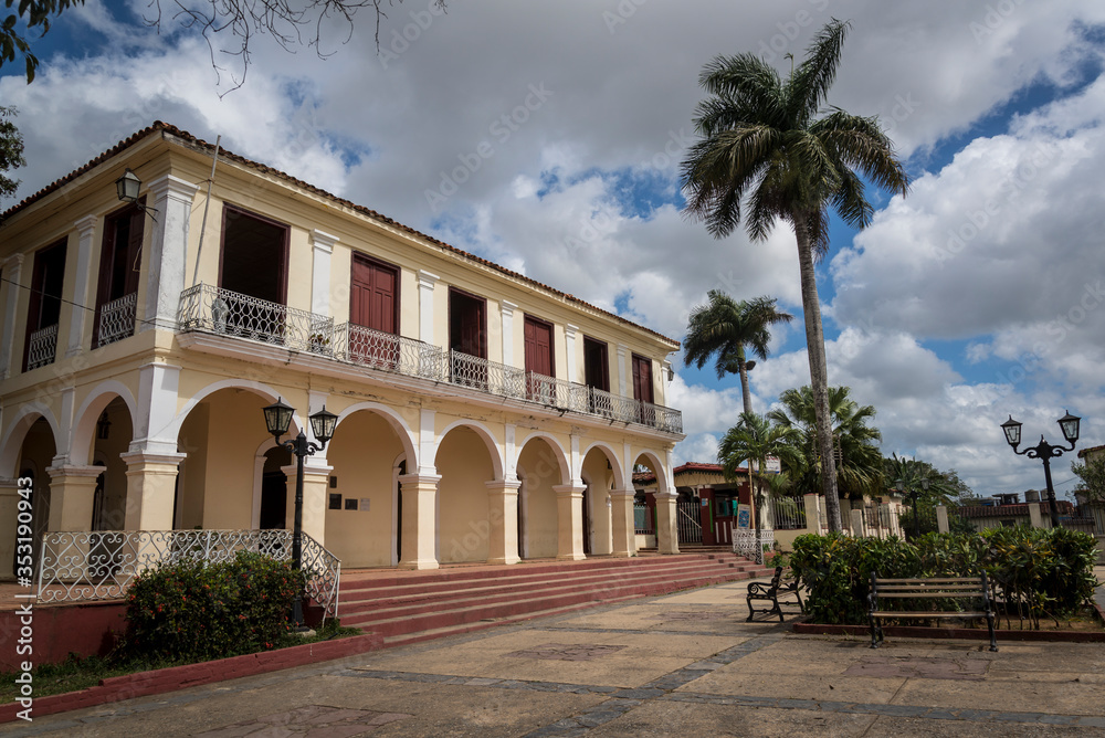 Casa de culture, a cultural centre, at the main square, Vinales, Cuba