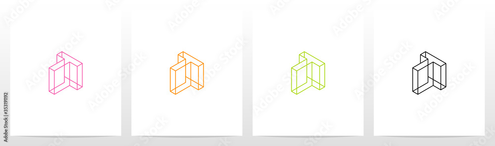Cubic Wireframe Letter Logo Design T - obrazy, fototapety, plakaty 