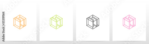 Cubic Wireframe Letter Logo Design S
