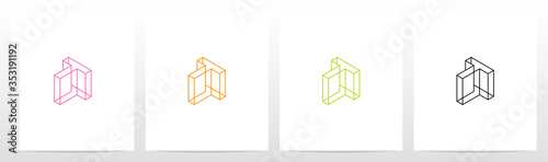 Cubic Wireframe Letter Logo Design T