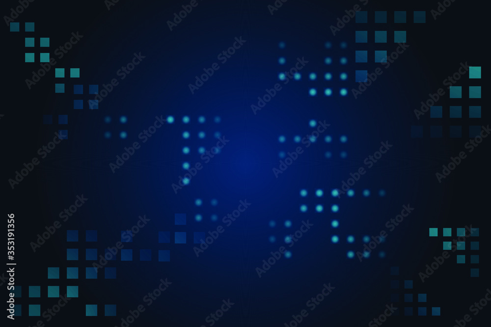 Abstract Technological background vector illustration.Matrix particles grid virtual reality.Falling dots. High technology concept. 