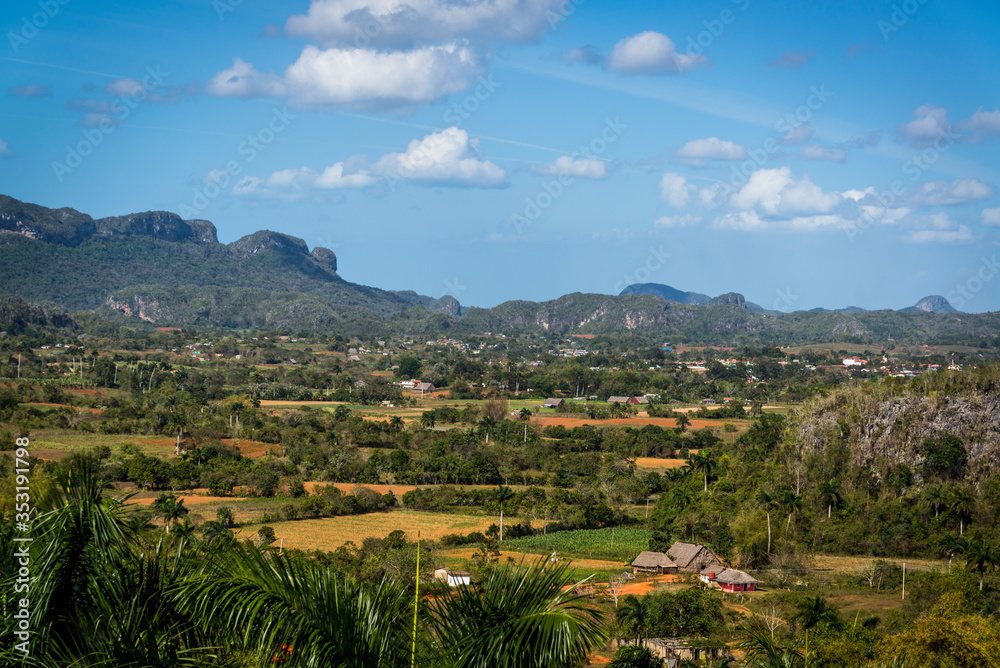 Vinales Valley, known for its unique limestone geomorphological mountain formations called mogotes. Cuba Vinales Valley, known for its unique limestone geomorphological mountain formations called mogotes. Cuba