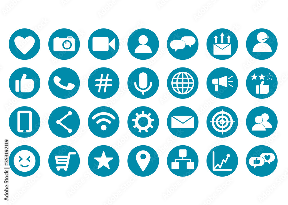 Set of social media buttons for design - vector icons.