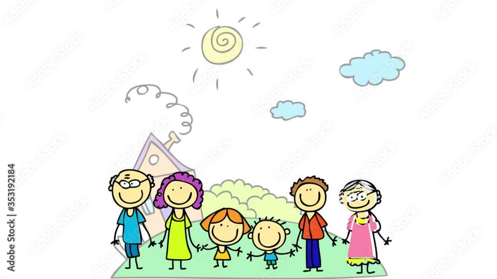big family with parents sons and grandparents arriving at a bigger house to live together located on the top of a hill on the countryside big family with parents sons and grandparents arriving at a bigger house to live together located on the top of a hill on the countryside