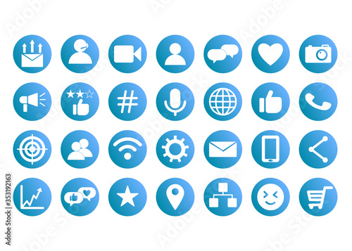 Set of social media buttons for design - vector icons.