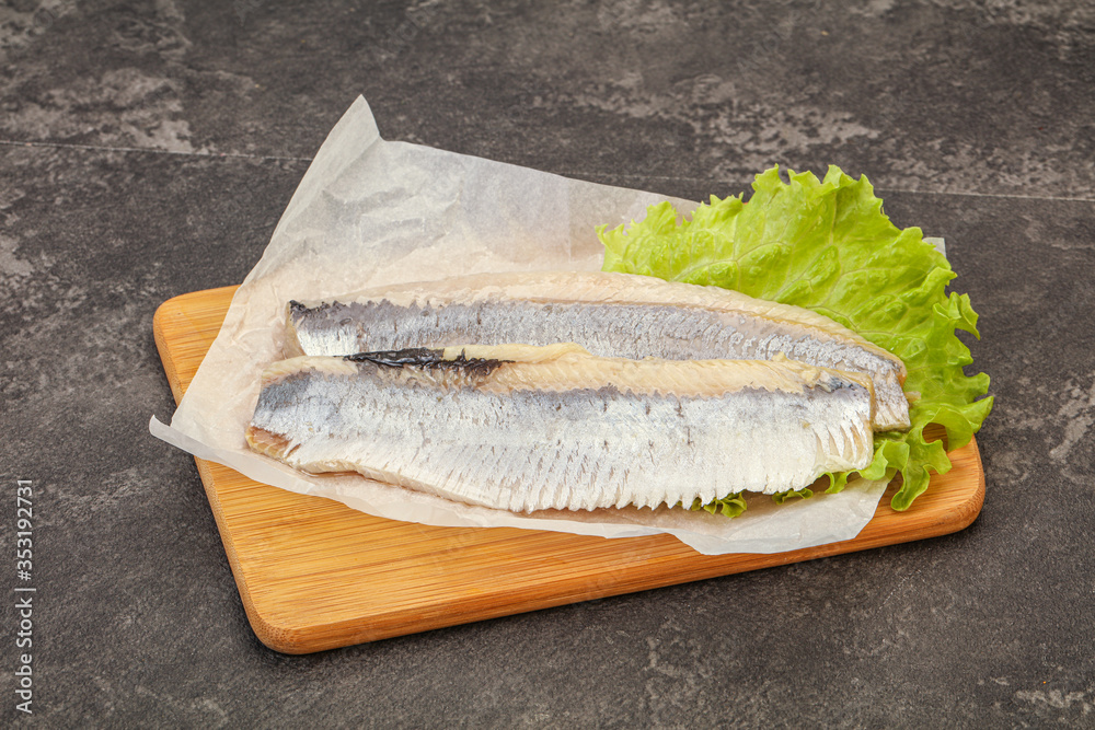Herring fillet with salad leaves Herring fillet with salad leaves