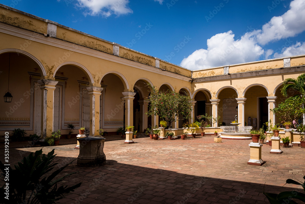 Interior courtyard of the Palacio Cantero, a 19th-century colonial home turned into a museum, Trinidad, Cuba