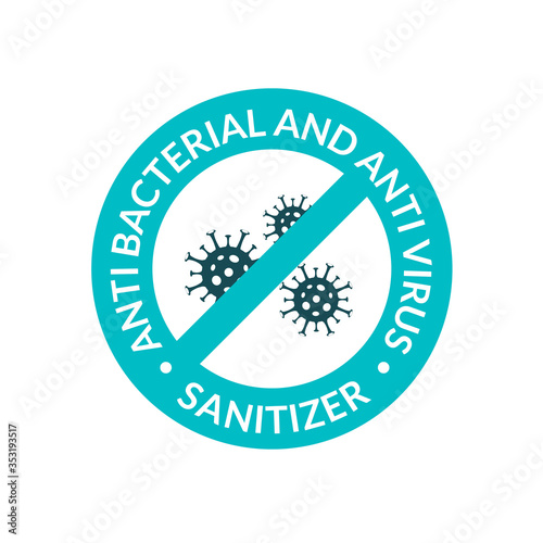 Antibacterial covid sign icon. Hand sanitizer gel infection formula. Anti bacterial logo label