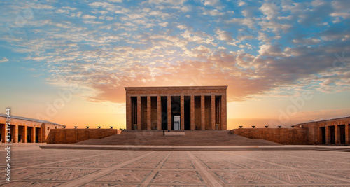 Anitkabir  Mausoleum of Ataturk with dramatic cloudy sky  Ankara Turkey