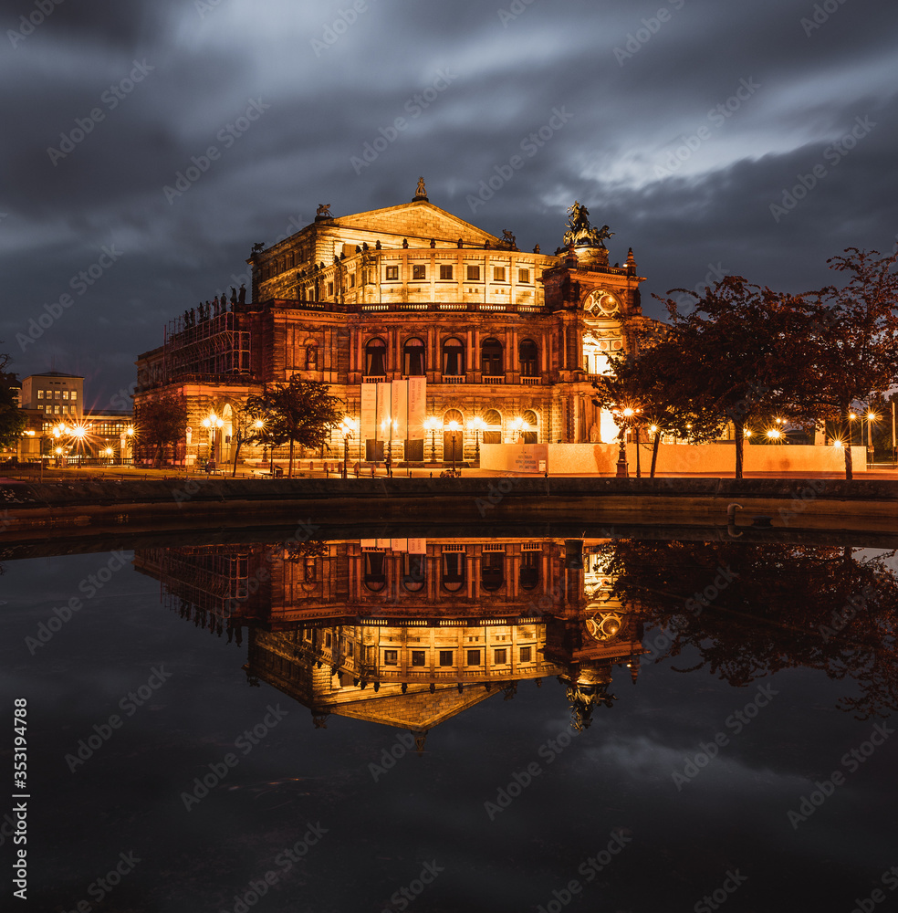 dresden oldtown after sunset, saxony, germany