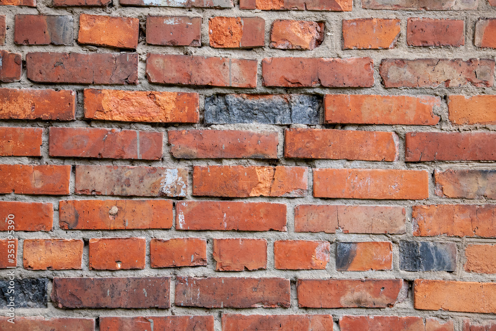 old crumbling abandoned brick wall. close up view old crumbling abandoned brick wall. close up view