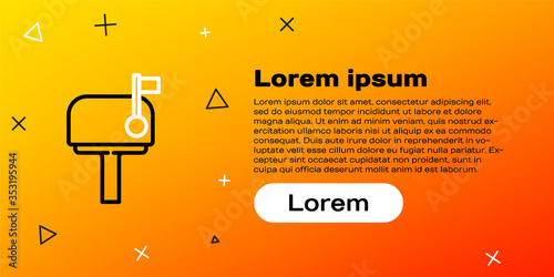 Line Mail box icon isolated on yellow background. Mailbox icon. Mail postbox on pole with flag. Colorful outline concept. Vector Illustration