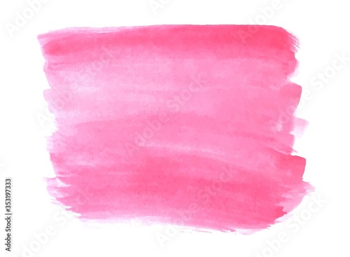 Vector pink brushstroke watercolor background isolated on white background, stock vector illustration for design and decor, banner, postcard, card