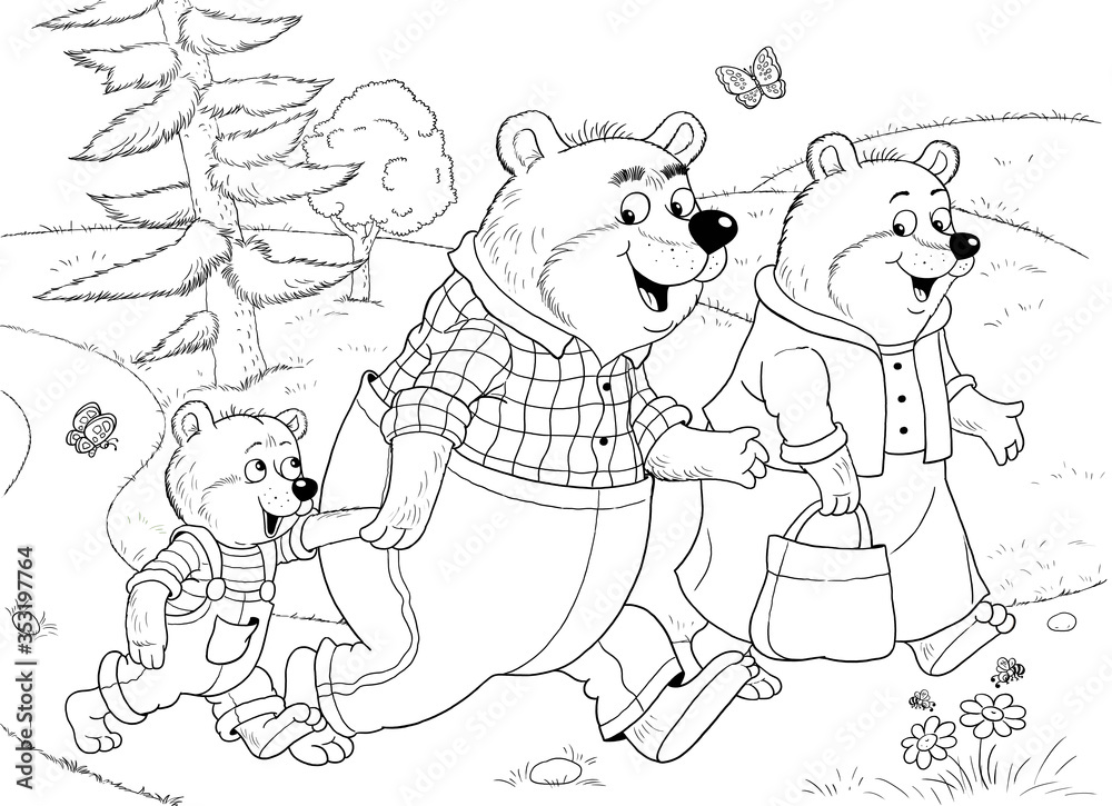 Goldilocks and the three bears. Fairy tale. Illustration for children