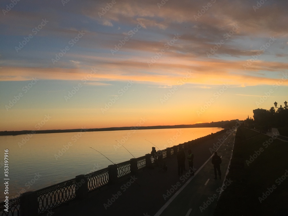 sunset over the river