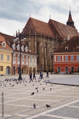 Black Church (Biserica Neagra) and Council Square, Romania, Transylvania, Brasov 