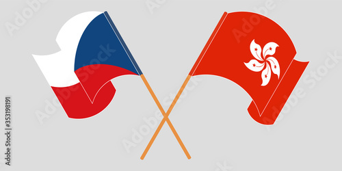 Crossed and waving flags of Hong Kong and Czech Republic