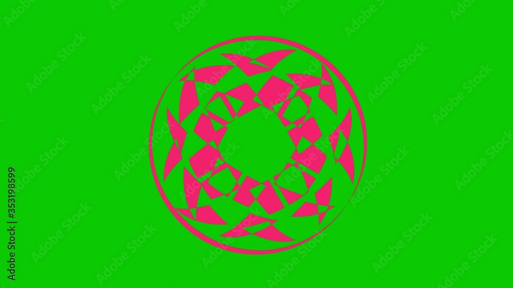 Two colored and overlapping graphic objects, which rotate in the two opposite directions to the center, varying in size, on a background with a hypnotic, psychedelic and stroboscopic effect. Two colored and overlapping graphic objects, which rotate in the two opposite directions to the center, varying in size, on a background with a hypnotic, psychedelic and stroboscopic effect.