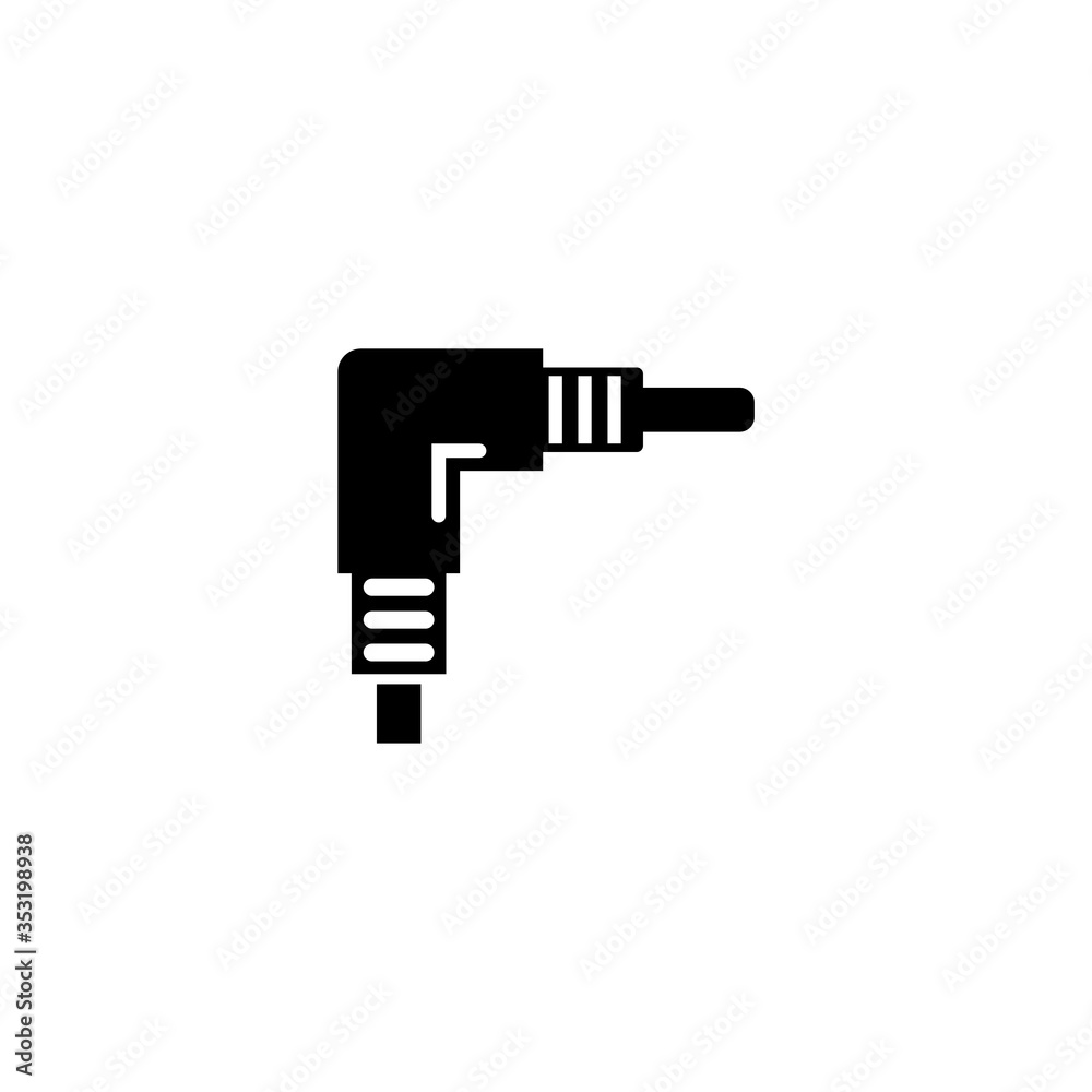 TRS Audio Connector, 3.5 Mini Jack Plug. Flat Vector Icon illustration. Simple black symbol on white background. TRS Audio Connector, Mini Jack Plug sign design template for web and mobile UI element. TRS Audio Connector, 3.5 Mini Jack Plug. Flat Vector Icon illustration. Simple black symbol on white background. TRS Audio Connector, Mini Jack Plug sign design template for web and mobile UI element.