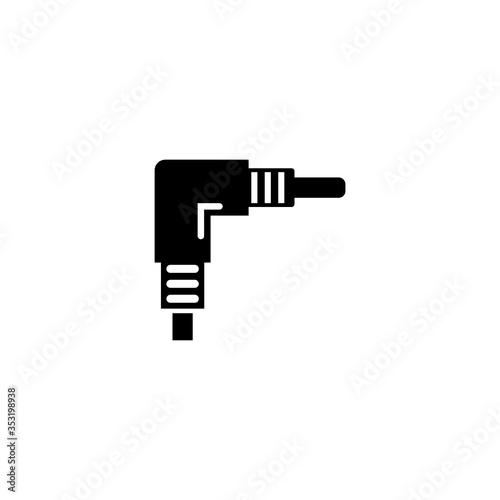 TRS Audio Connector  3.5 Mini Jack Plug. Flat Vector Icon illustration. Simple black symbol on white background. TRS Audio Connector  Mini Jack Plug sign design template for web and mobile UI element.