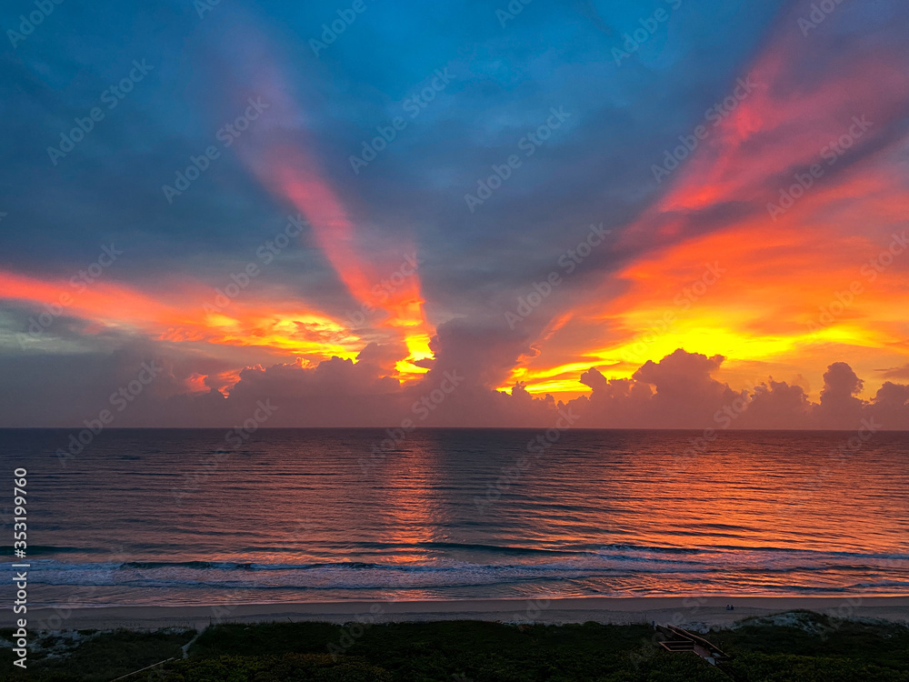 Sunrise over the Atlantic Ocean.