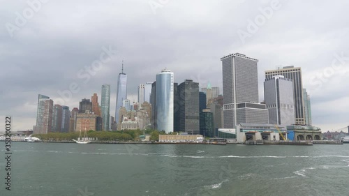 NYC Manhattan panorama from the ship in 4K Slow motion 60fps
