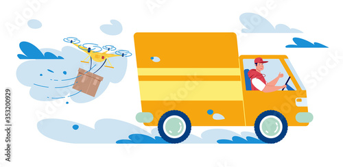 Online Delivery Concept. Fast home and office delivery. Vector. Illustration. Cartoon style.