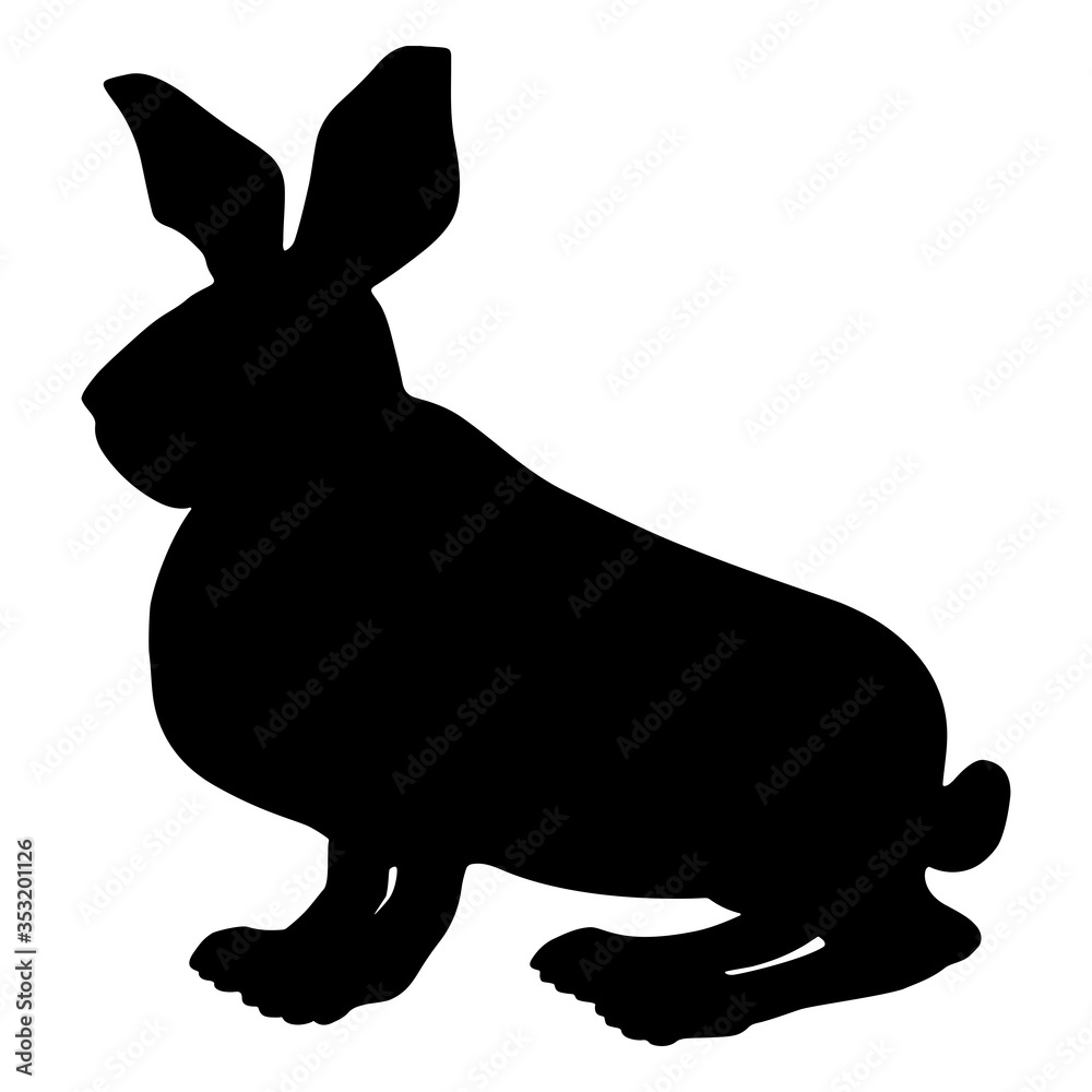 Obraz premium Peppy sitting hare. Silhouette. Illustration isolated on a white background.