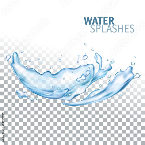 Isolated and transparent realistic illustration of water splashes. Editable EPS vector