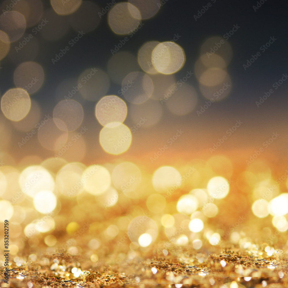 Fototapeta premium Christmas light background. Holiday glowing backdrop. Defocused Background With Blinking Stars. Blurred Bokeh.