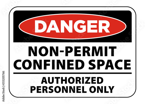 Danger non permit confined space entry procedures before entry sign warning vector photo