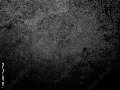 Old worn black and grey background wall texture. Grunge dark design element/wallpaper 