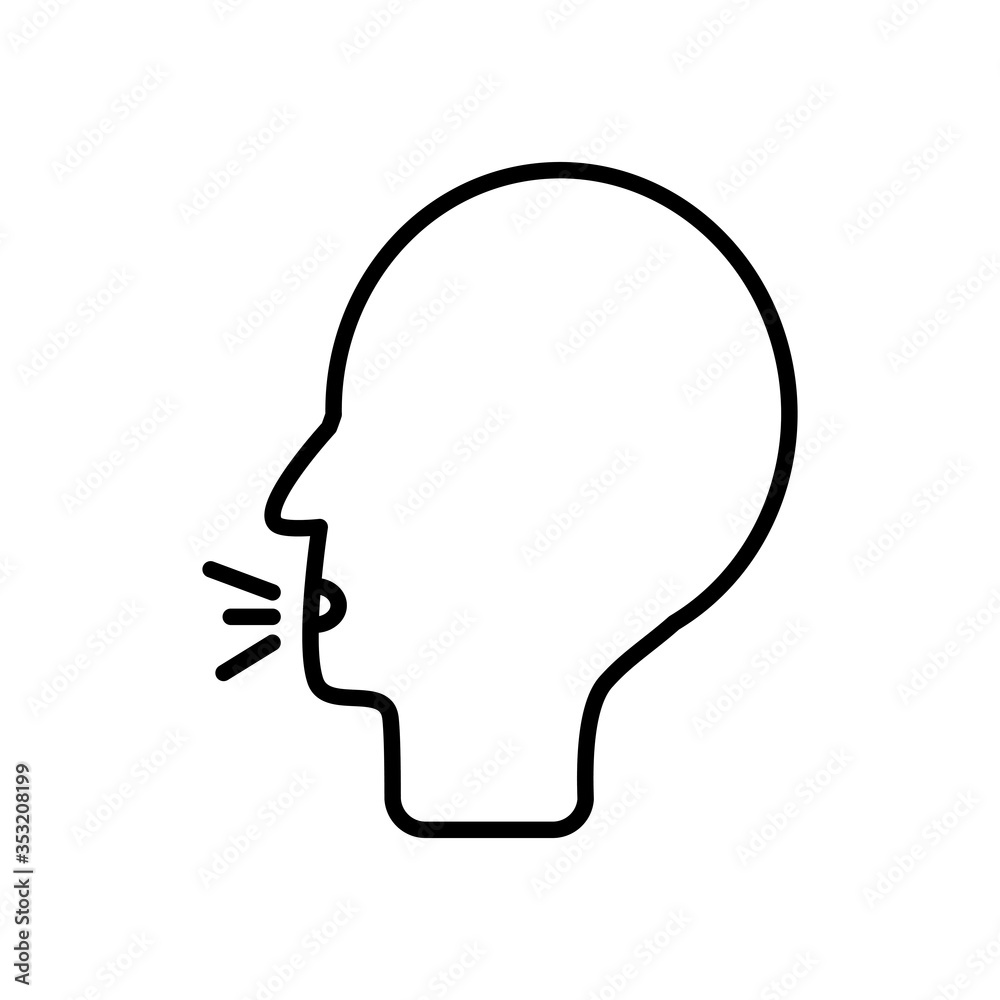 Voice recognition concept, Head with expression of talk, line style Voice recognition concept, Head with expression of talk, line style