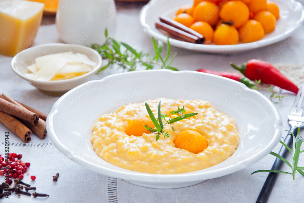 Homemade Pumpkin spicy risotto with pickled pumpkin Homemade Pumpkin spicy risotto with pickled pumpkin