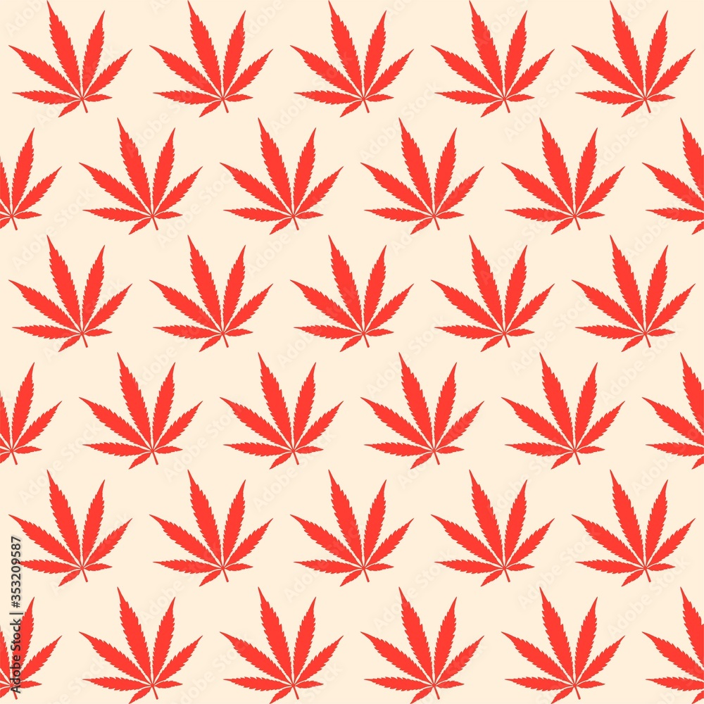 Fototapeta premium Cannabis marijuana weed repeat pattern fabric textile gift wrap background texture wall background vector