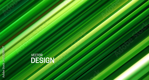 Fresh green layered surface. Abstract geometric background. Vector illustration. Random layers pattern. Striped texture. Natural elegant decoration. Diagonal slices. Banner or cover design.