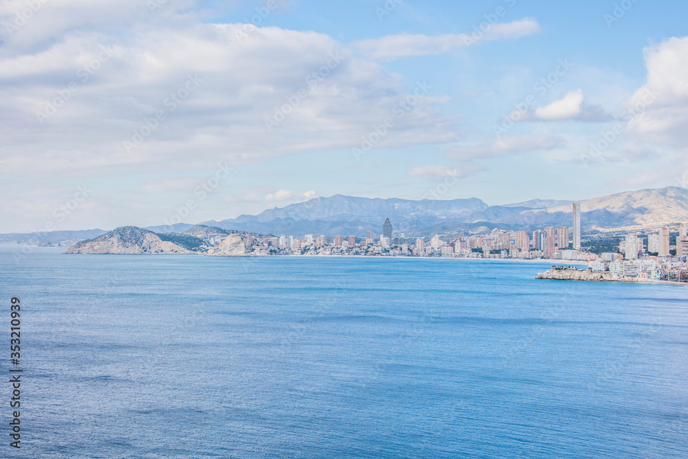 Benidorm aerial Levante beach in Alicante Mediterranean of Spain