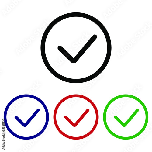 icon, check, tick, button, mark, symbol, ok, yes, sign, green, 3d, checkmark, isolated, web, blue, internet, circle, vote, correct, white, red, right, illustration, choice, checkbox