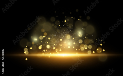 Set of gold bright beautiful stars. Light effect Bright Star. Beautiful light for illustration. Christmas star. White sparks sparkle with a special light. Vector sparkles on transparent background