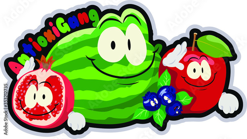 Group of antioxidant fruits illustration