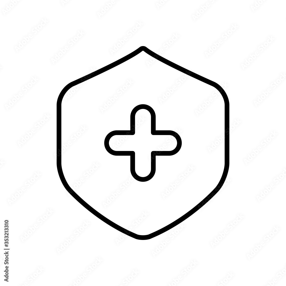 shield with medical cross icon, line style shield with medical cross icon, line style