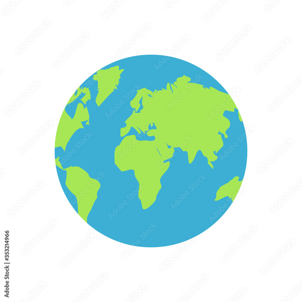 World planet Earth icon in flat style vector illustration isolated on white.
