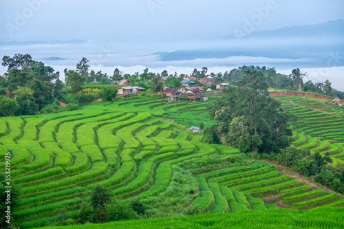 Pa Bong Piang Rice Terraces in Mae Chaem, Chiang Mai, Thailand.