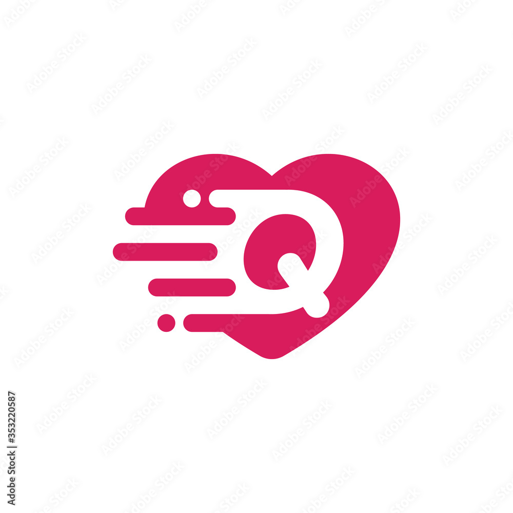 Heart Love with Letter Q Logo Vector Design Template Heart Love with Letter Q Logo Vector Design Template