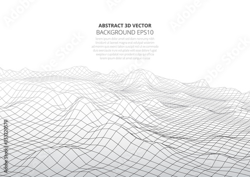 Abstract background in the style of low poly design. 3D landscape in virtual reality. Space for text.