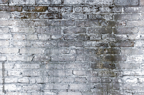Brick wallpaper, texture. Background for creative design. The white wall is covered with mold. architecture
