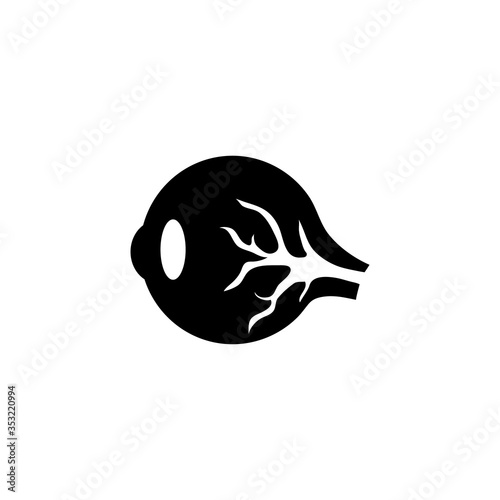 Extrinsic Muscles Eye, Human Eyeball. Flat Vector Icon illustration. Simple black symbol on white background. Extrinsic Muscles Eye, Human Eyeball sign design template for web and mobile UI element.