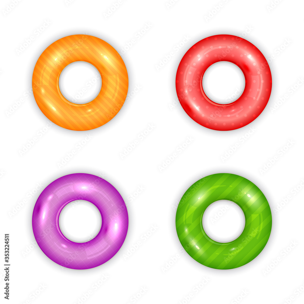 Set of Colored Swim Rings on White Background Set of Colored Swim Rings on White Background
