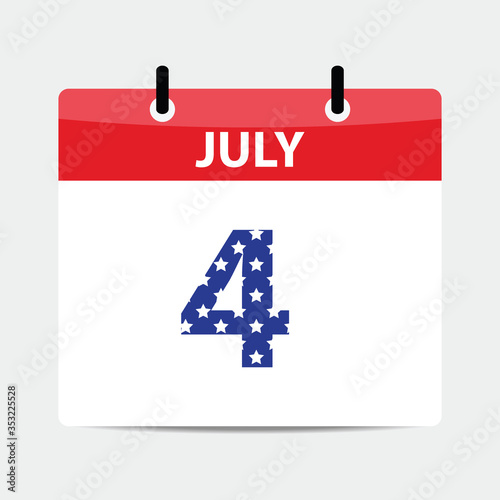 4 Jule calendar USA Independence Day	
